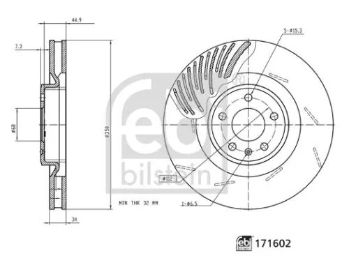 FEBI BILSTEIN 1x Brake Disc (171602)