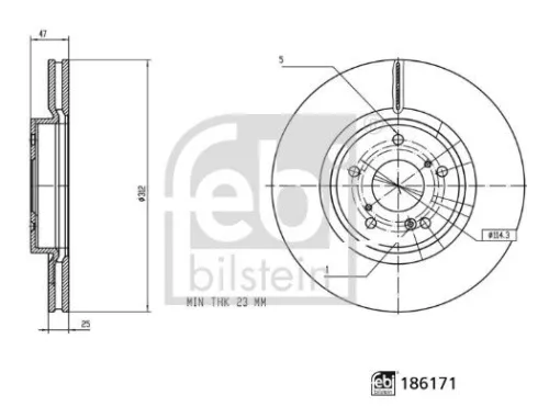 FEBI BILSTEIN 2x Brake Disc (186171)