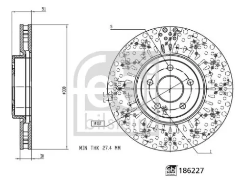 FEBI BILSTEIN 2x Brake Disc (186227)