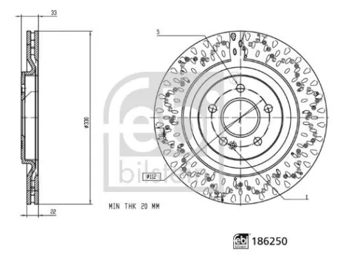 FEBI BILSTEIN 2x Brake Disc (186250)