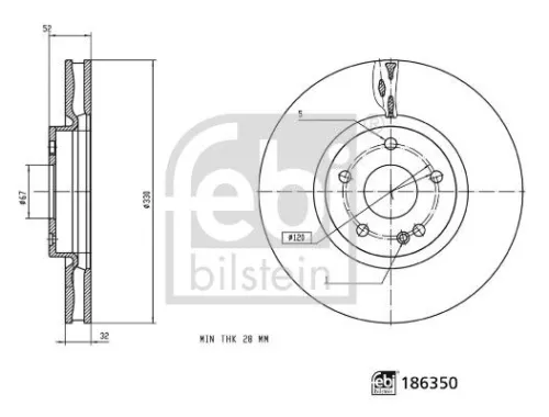 FEBI BILSTEIN 1x Brake Disc (186350)