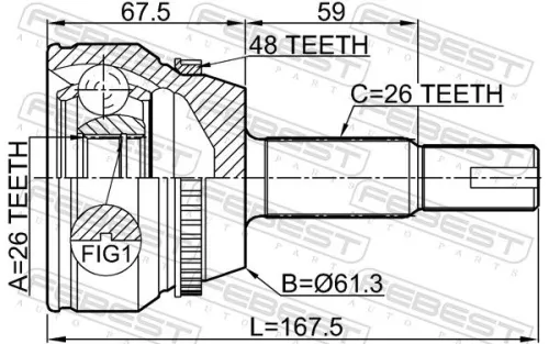 FEBEST Joint Kit, drive shaft (0110-ACV40L26A48)