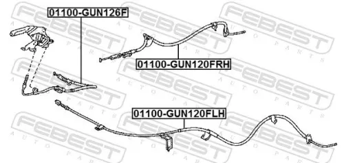 FEBEST Cable Pull, parking brake (01100-GUN120LH)