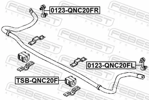 FEBEST Link/Coupling Rod, stabiliser bar (0123-QNC20FR)
