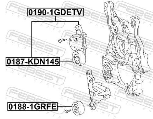 FEBEST Belt Tensioner, V-ribbed belt (0190-1GDETV)