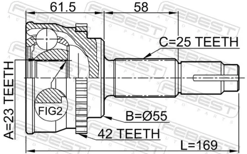 FEBEST Joint Kit, drive shaft (0210-017A42)