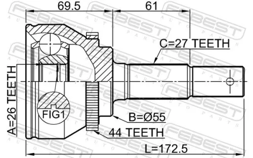 FEBEST Joint Kit, drive shaft (0210-N16A44)