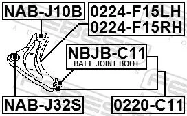 FEBEST Control/Trailing Arm, wheel suspension (0224-F15LH)