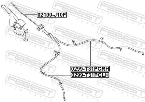 FEBEST Cable Pull, parking brake (0299-T31PCRH)