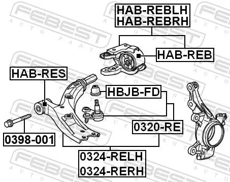 FEBEST Control/Trailing Arm, wheel suspension (0324-RERH)