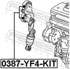FEBEST Tensioner Pulley, V-ribbed belt (0387-YF4-KIT)