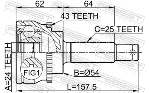 FEBEST Joint Kit, drive shaft (0410-033A43)