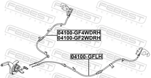 FEBEST Cable Pull, parking brake (04100-GF2WDRH)