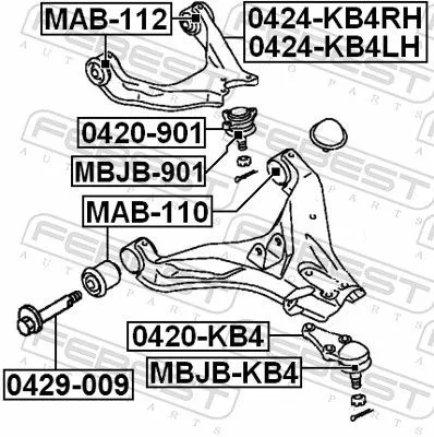FEBEST Control/Trailing Arm, wheel suspension (0424-KB4LH)