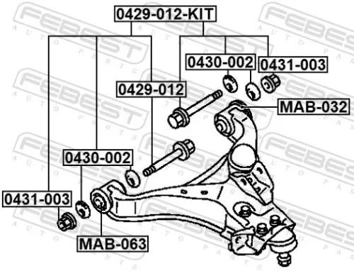 FEBEST Camber Correction Screw Set (0429-012-KIT)