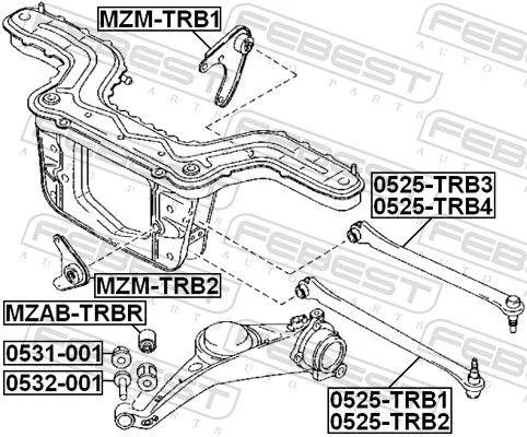 FEBEST Control/Trailing Arm, wheel suspension (0525-TRB4)