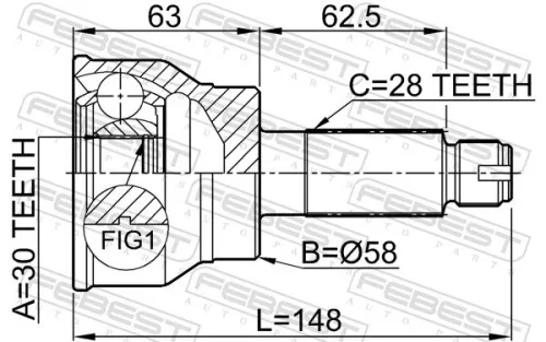 FEBEST Joint Kit, drive shaft (0710-036)
