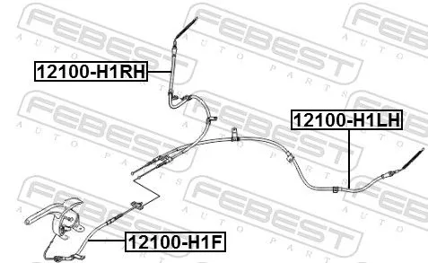 FEBEST Cable Pull, parking brake (12100-H1RH)