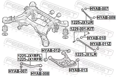 FEBEST Control/Trailing Arm, wheel suspension (1225-JX1RFL)