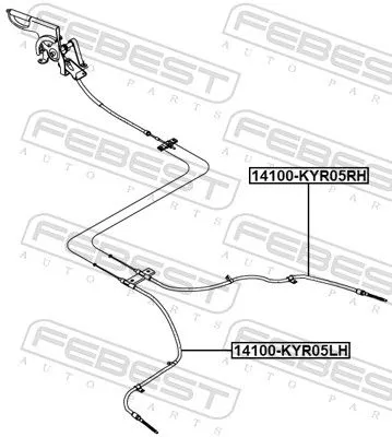 FEBEST Cable Pull, parking brake (14100-KYR05LH)