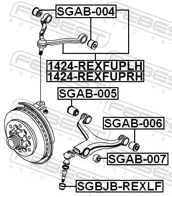FEBEST Control/Trailing Arm, wheel suspension (1424-REXFUPLH)