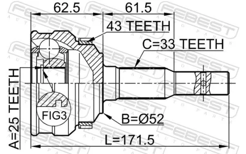 FEBEST Joint Kit, drive shaft (1810-015A43)