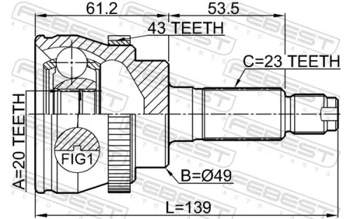 FEBEST Joint Kit, drive shaft (1810-AGIA43)