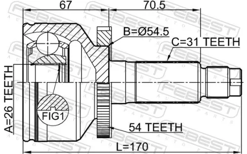 FEBEST Joint Kit, drive shaft (2210-CARNA54)