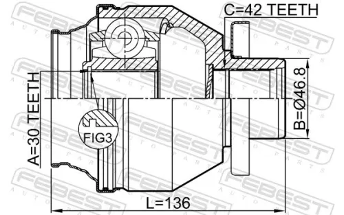 FEBEST Joint Kit, drive shaft (2311-T6MTLH)
