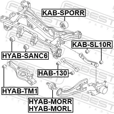 FEBEST Mounting, control/trailing arm (HYAB-MORR)