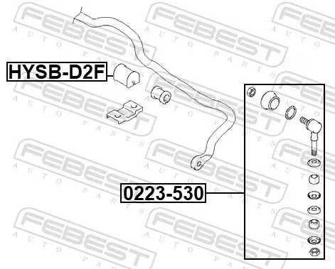 FEBEST Mounting, stabiliser bar (HYSB-D2F)