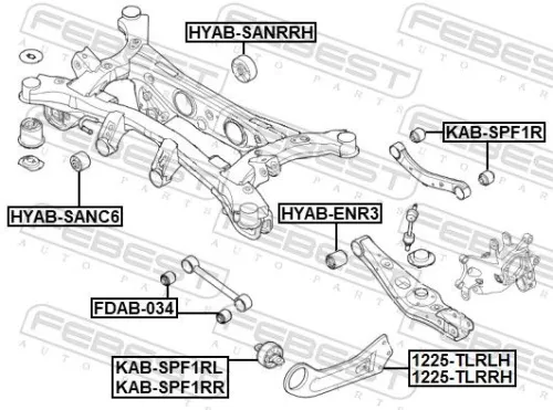 FEBEST Mounting, control/trailing arm (KAB-SPF1RR)