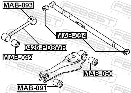 FEBEST Mounting, control/trailing arm (MAB-090)