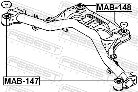 FEBEST Bushing, axle beam (MAB-148)