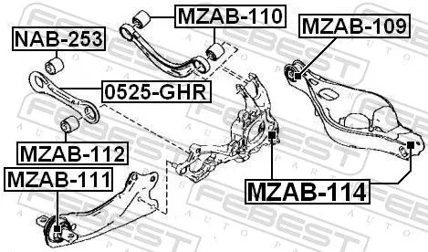 FEBEST Mounting, control/trailing arm (MZAB-111)