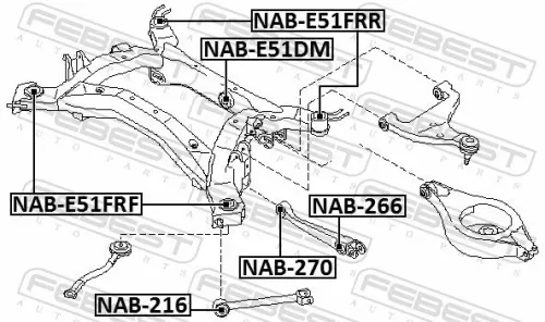 FEBEST Bushing, axle beam (NAB-E51FRF)