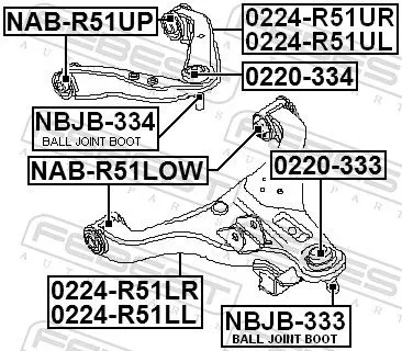 FEBEST Mounting, control/trailing arm (NAB-R51UP)
