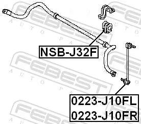 FEBEST Mounting, stabiliser bar (NSB-J32F)