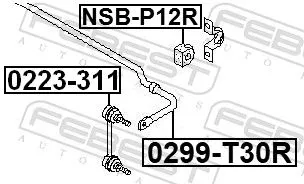 FEBEST Mounting, stabiliser bar (NSB-P12R)
