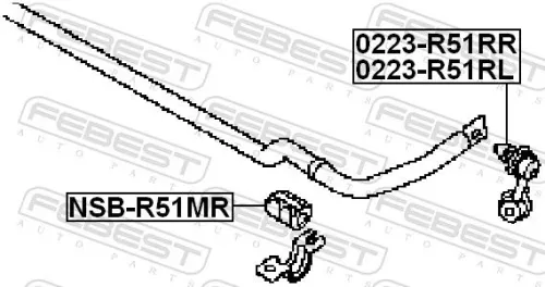 FEBEST Mounting, stabiliser bar (NSB-R51MR)