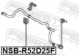 FEBEST Mounting, stabiliser bar (NSB-R52D25F)