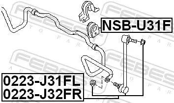 FEBEST Mounting, stabiliser bar (NSB-U31F)