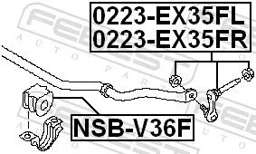 FEBEST Mounting, stabiliser bar (NSB-V36F)
