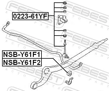 FEBEST Mounting, stabiliser bar (NSB-Y61F2)