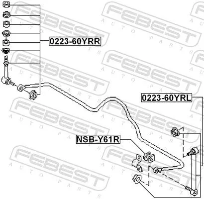 FEBEST Mounting, stabiliser bar (NSB-Y61R)