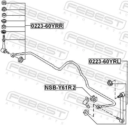 FEBEST Mounting, stabiliser bar (NSB-Y61R2)