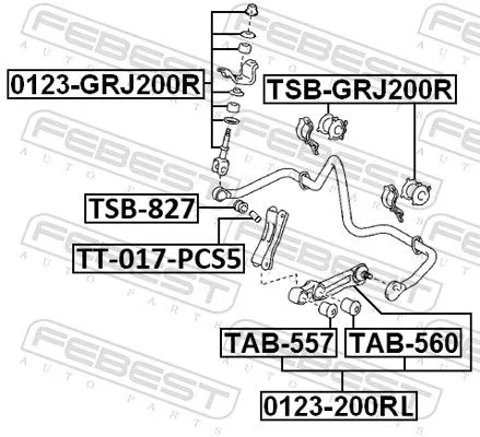 FEBEST Mounting, stabiliser bar (TSB-827)