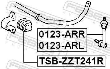 FEBEST Mounting, stabiliser bar (TSB-ZZT241R)