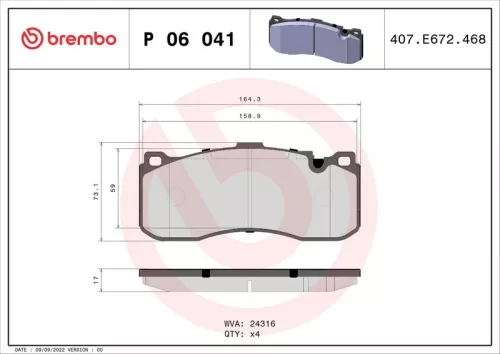 BREMBO Brake Pad Set, disc brake (P 06 041)