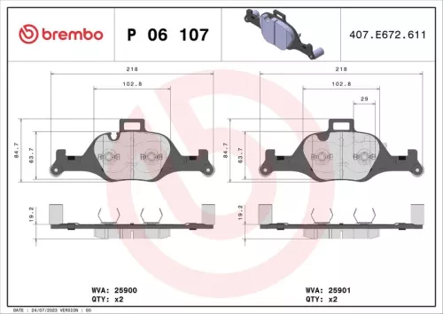 BREMBO Brake Pad Set, disc brake (P 06 107)